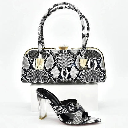 2025 Italian Shoes and Bags Set Decorated with Rhinestone Buckle Heel Women Shoes African Shoes with Matching Bags High Quality