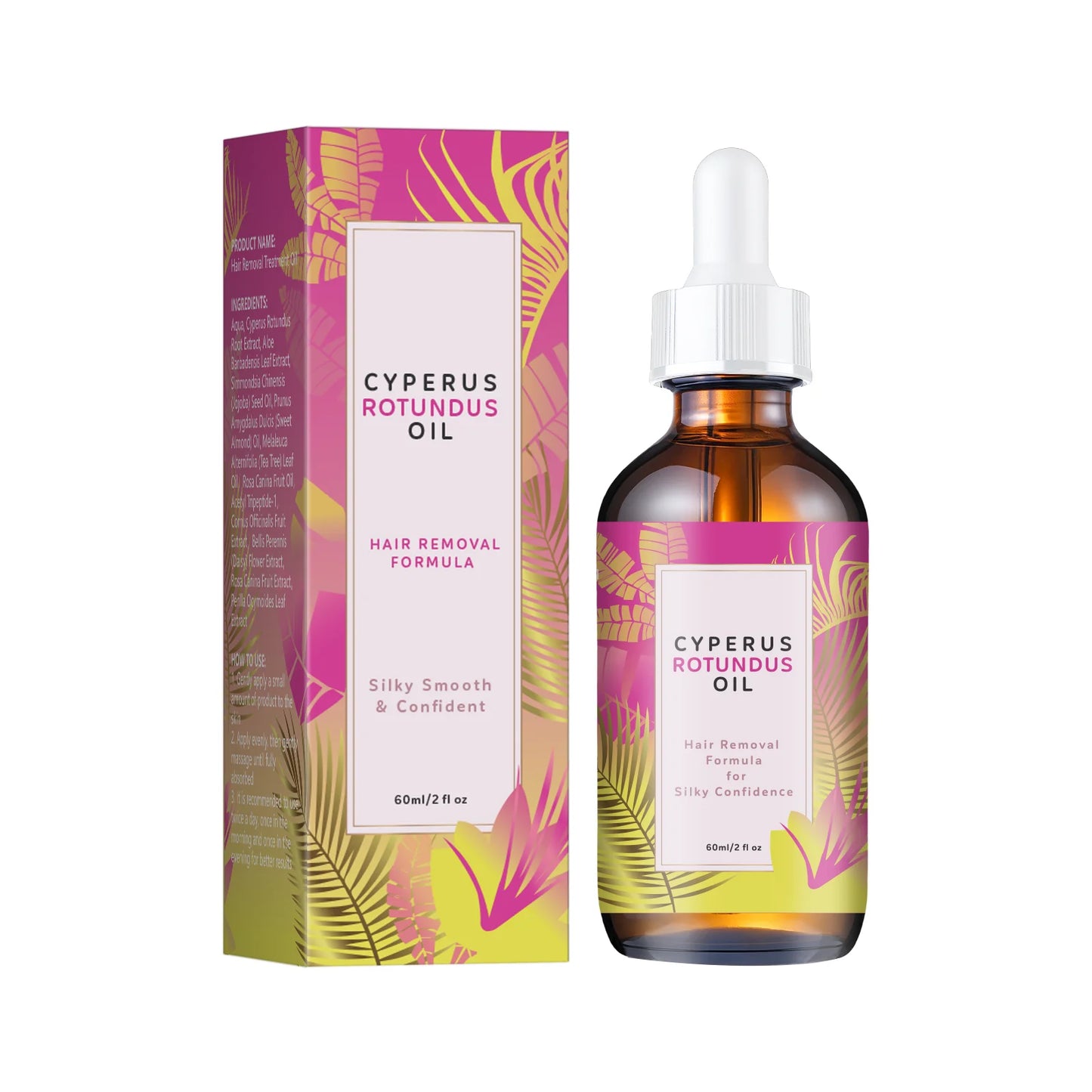 Natural Hair Minimizing & Skin Softening Oil 60ml - Jojoba & Almond Formula, Supports Hair Growth Care & Smooth Skin Feel.