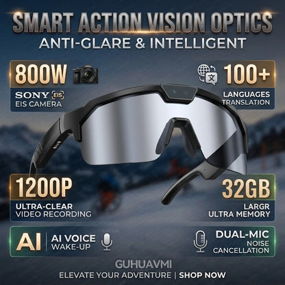 Smart Glasses with 4K HD Anti-Shake Camera & 3D Stereo Speakers Polarized UV400 Sport Sunglasses Bluetooth AI Outdoors Video POV