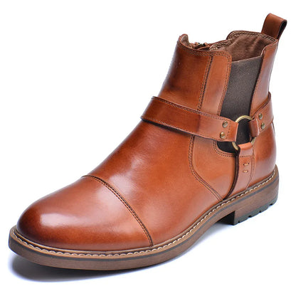 Motorcycle Shoes Retro Leather Boots for Motorcycles Durable Men Boots Short Shoes Motorcycle Safety Equipment Work Shoes Zip