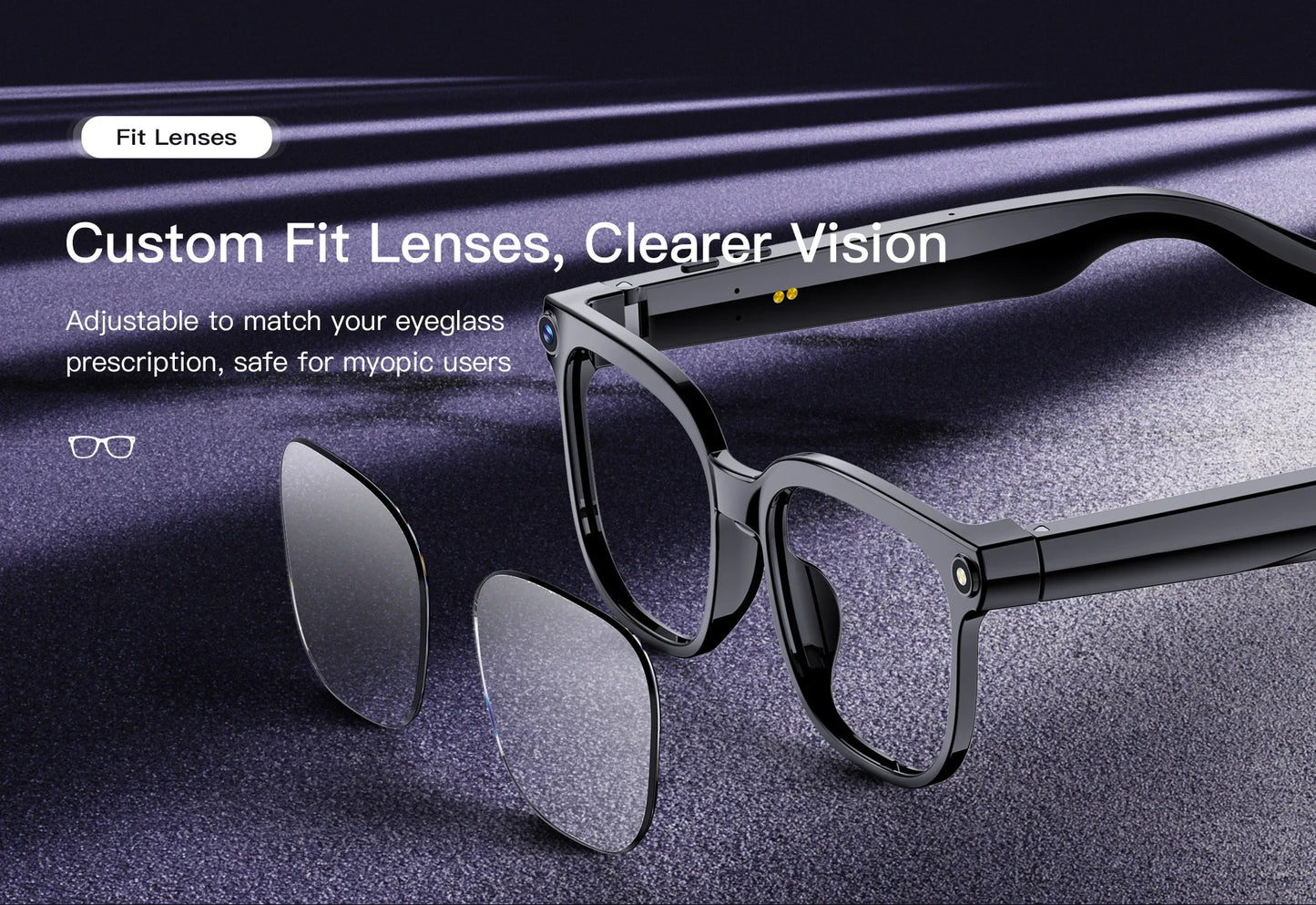 2026 New Smart Glasses 800W HD Pixel Camera IP65 Waterproof 290mAh Battery Real-time Translation Real-time Recording Sunglasses