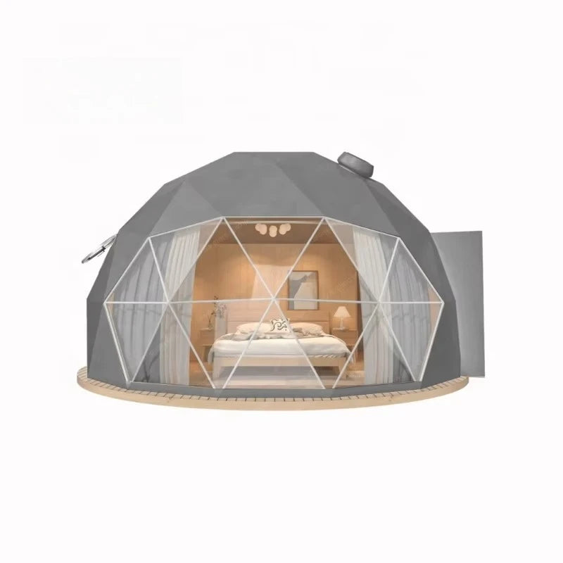 Luxury Geodesic Dome Tent Kit, PVC Canvas Steel Frame Igloo House, Outdoor Glamping Hotel Tent for Resort Garden