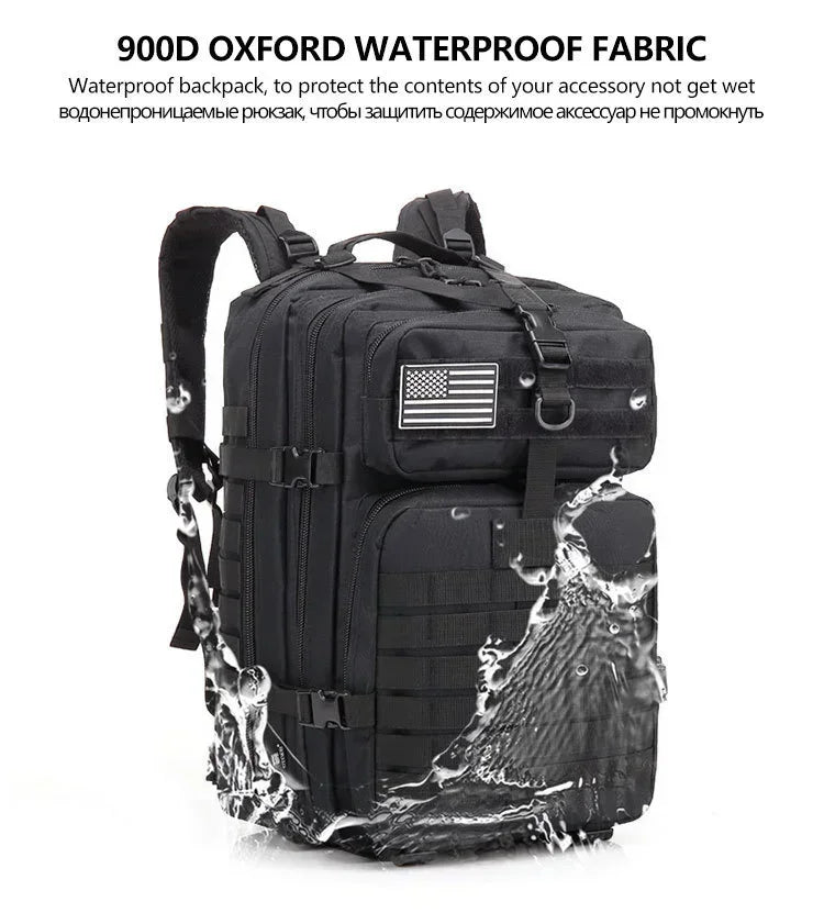 45L Tactical Fishing Backpack Molle Water Resistant Outdoor Tackle Bag Large Capacity Storage Camping Hiking Travel Rucksack Trekking Men Women Anglers Fishermen Rod Reel Gear Durable Multi Pocket Wear Resistant Lake River Se