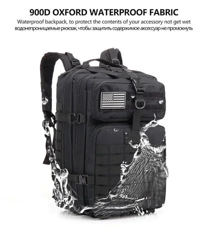 45L Tactical Fishing Backpack Molle Water Resistant Outdoor Tackle Bag Large Capacity Storage Camping Hiking Travel Rucksack Trekking Men Women Anglers Fishermen Rod Reel Gear Durable Multi Pocket Wear Resistant Lake River Se
