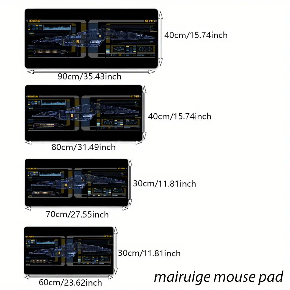 Spaceship Blueprints Mouse Pad Large Computer Office Game Table Mat Rubber Anti-slip Stitched Keyboard Mats 90x40 XXL Desk Pads