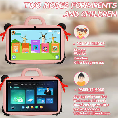 7 Inch New Cartoon Pattern Tablets For Study Education Games Children's Gifts 4GB+64GB ROM Quad Core Dual Cameras WiFi Tablet PC