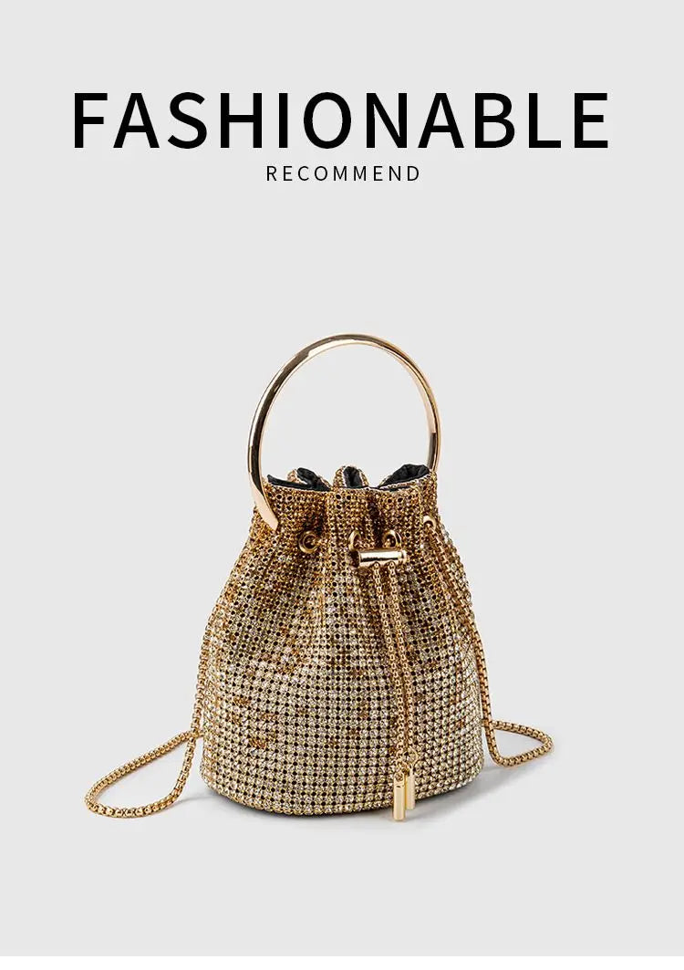Diamond Bucket Bag for Women  Rhinestones Bling Shoulder Bags FashionTote Handbag Luxury Design Purse Crossbody Bag