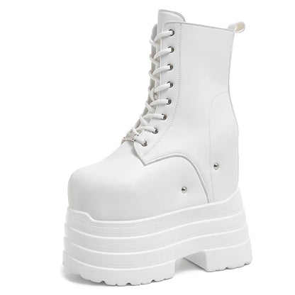 20 CM Women Platform Boots Casual Outdoor Shoes Chunky Simple Design Ankle Boots Cool Nightclub Party Cosplay Shoes