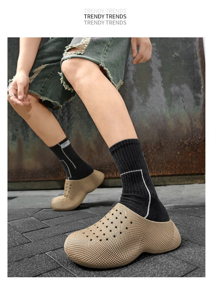 New Summer Fashion Couple Slippers EVA Baotou Men's Sandals Outdoor Thick Bottom Hole Shoes Luxury Beach Men Garden Shoes
