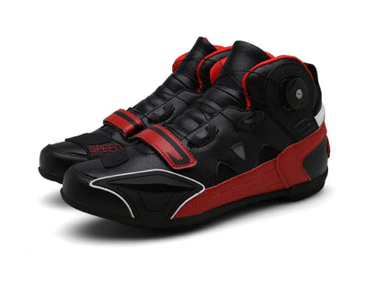 Leather Motorcyclist Boots Men's Motorcycle Ankle Boots Motocross Racing Shoes Women Breathable Mesh Biker Boots Anti-slip Shoes