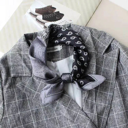Silk Scarf For Bag Lady Neck Tie 100% Silk Scarf Luxury Brand Print Flower Stripe Plaid Dot Bandana Hair Tie Handkerchief Gifts