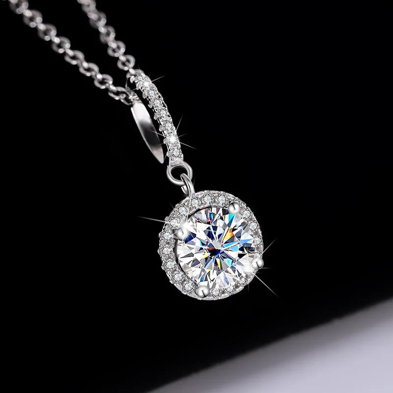 TY D VVS1 Moissanite Pandent Necklace GRA Certified 0.5-2ct Lab Diamond s925 Sterling Silver Dainty Necklaces for Women