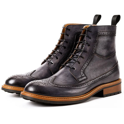 Autumn Fashion Genuine Leather Mens Ankle Boots Handmade Lace Up Stylish Oxford Shoes High Quality Motorcycle Boots for Men 2025