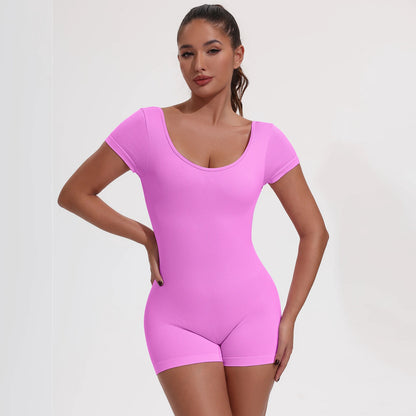 Summer Sexy Backless Sports Overalls Women Gym Rompers Sportswear Breathable Bodysuits One-Piece Suit Short Yoga Jumpsuits