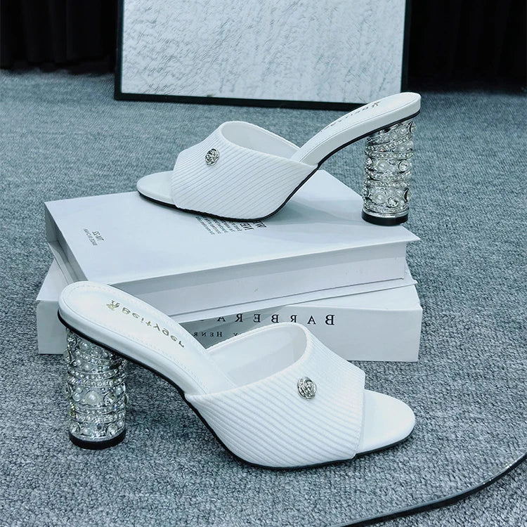 Elegant French High Heeled Sandals Summer New Women's Shoes Luxury Banquet Wedding Designer Sandalias Mujer