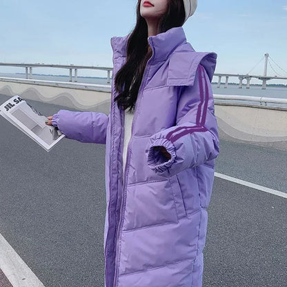 Winter Women Jacket Coats Long Parkas Female Down Cotton Hooded Overcoat Thick Warm Jackets Windproof Casual Student Coat 2026