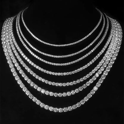 D VVS1 Moissanite Tennis Necklace 2-6MM 925 Sterling Silver Classics for Women Exquisite Jewelry Simulated Diamond Necklaces