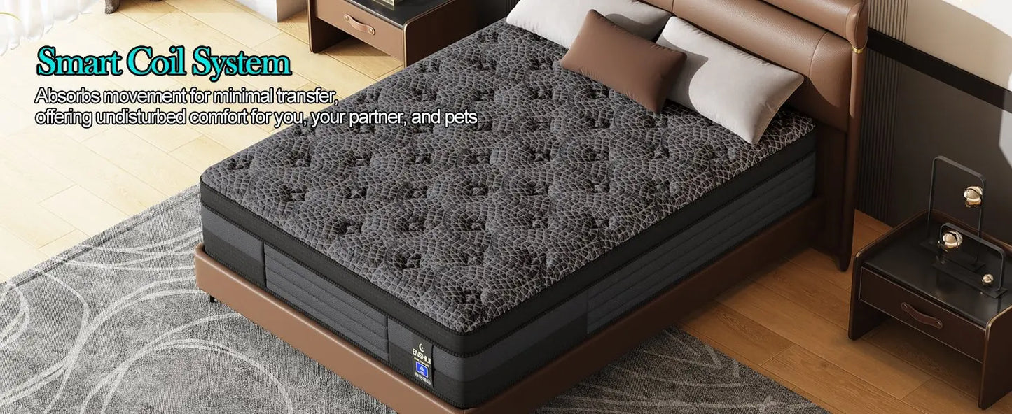 12/14inch Memory Foam Mattress Twin Full Queen King Pocket Spring Mattress Medium Firmness Suitable for Home Bedrooms and Hotels