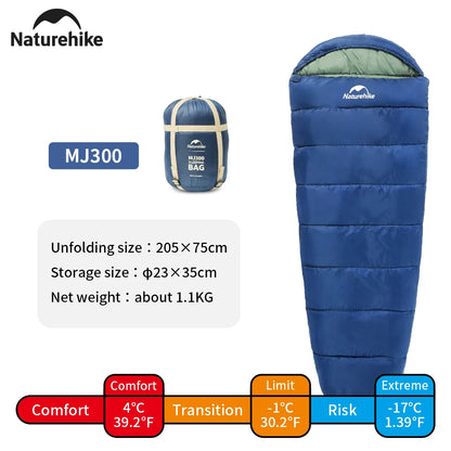 Naturehike MJ600 Sleeping Bag Portable Waterproof 4 Season Cotton Sleeping Bag Outdoor Hiking Travel Camping Sleeping Bag