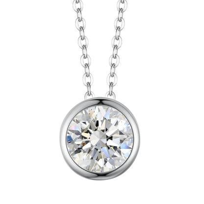 S925 Sterling Silver Bezel-Set Moissanite Necklace Full Coverage Bubble Lockbone Chain Light Luxury Classic Exquisite Everyday