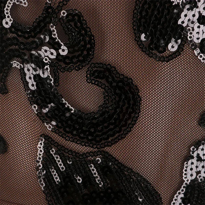 Sparkly Party Night Sequin Jumpsuit Women Overalls Long Sleeve Mesh See Through Patchwork Bodycon Rompers and Jumpsuits Clubwear