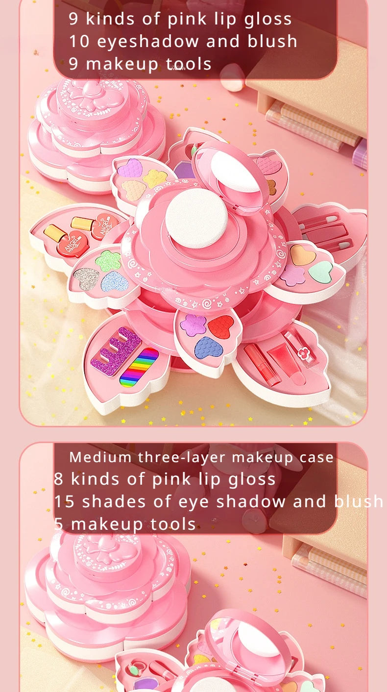 Makeup Box Rotating Opening Cosmetics Toys for Little Girls Princess Makeup Set To Enhance Creativity and Imagination