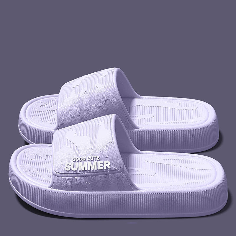Men Summer Slippers Soft Sole EVA Sandals Non Slip Platform Soft Home Slides Outdoor Beach Shoes Unisex Bathroom Slippers
