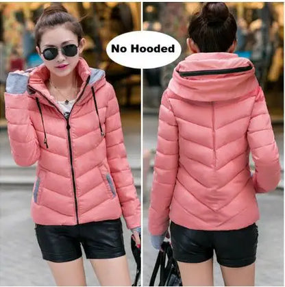 Winter Jacket for Women Tops Womens Parkas Thicken Outerwear Solid Coats Short Female Slim Cotton Padded Basic Clothing