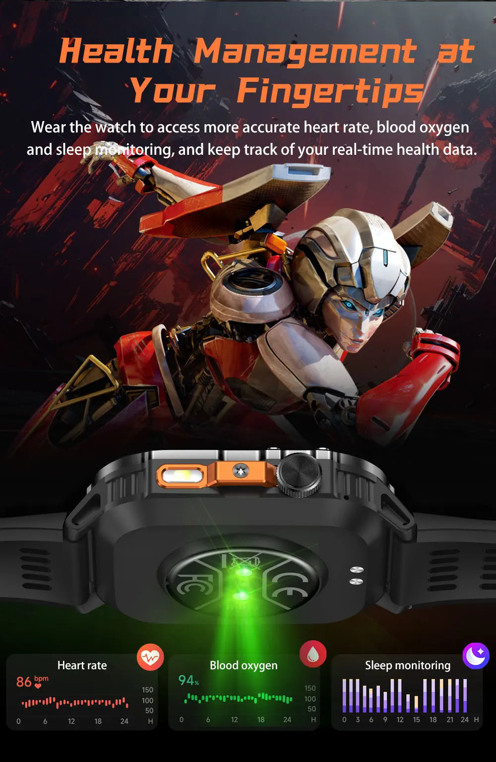 New Custom Co branded Men Transformers Smart Watch Outdoor 100mAh Battery GPS Flashlight BT Call Waterproof Sports Smartwatches
