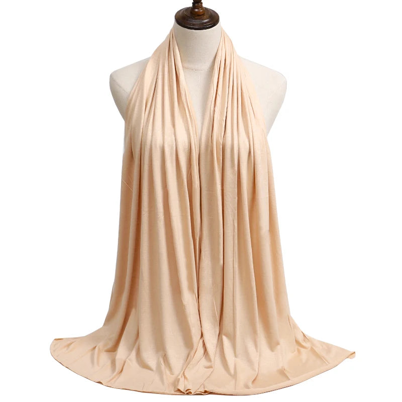 Womens Muslim Ramadan Fashion Modal Cotton Jersey Hijab Womens High Quality Solid Color Soft Hijab Long African Scarf