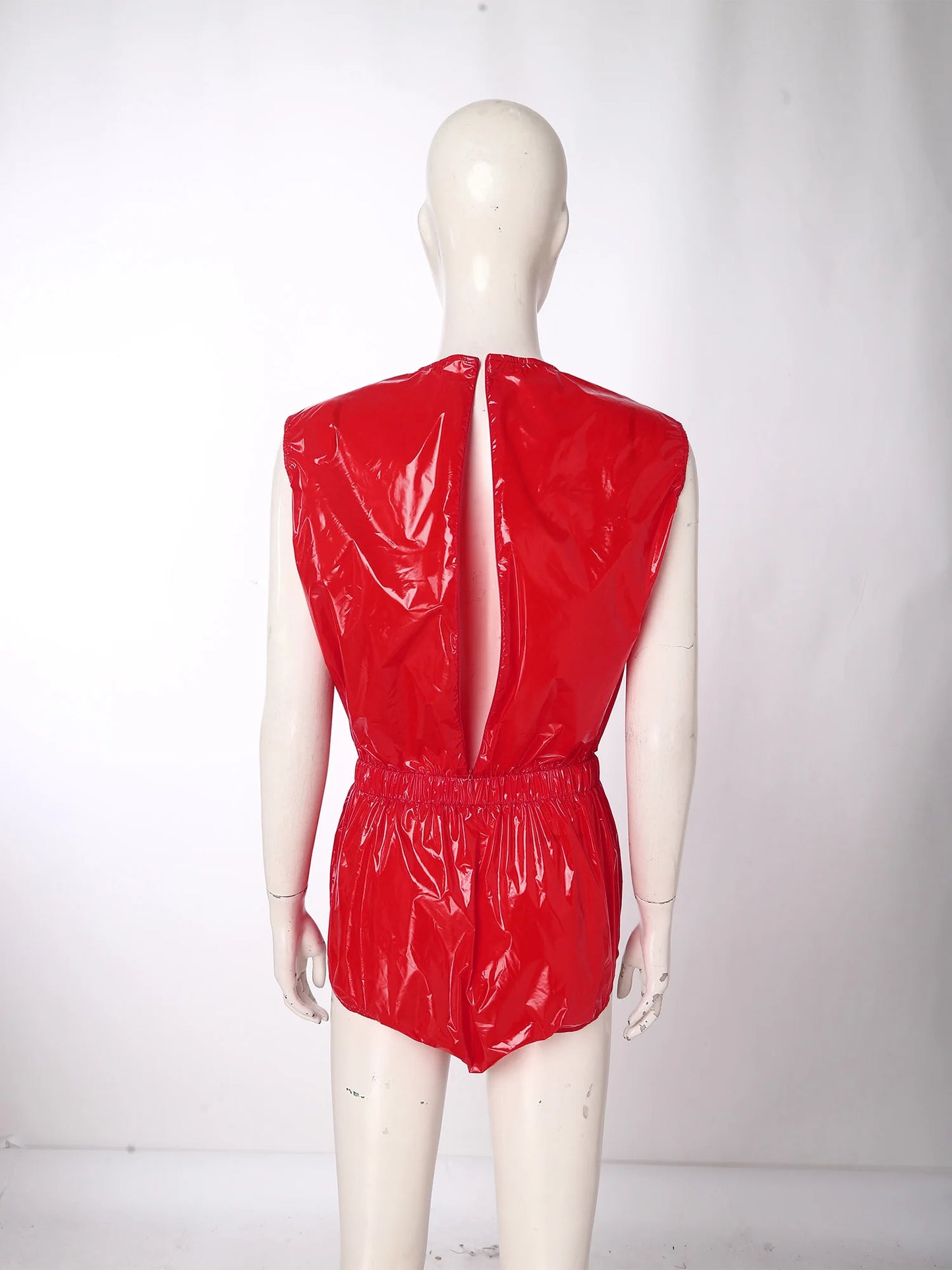 Womens Waterproof Rompers Adaptive Nightwear Glossy Sleeveless Buttons Crotch Bodysuit Sports Swimwear Special Needs Clothing