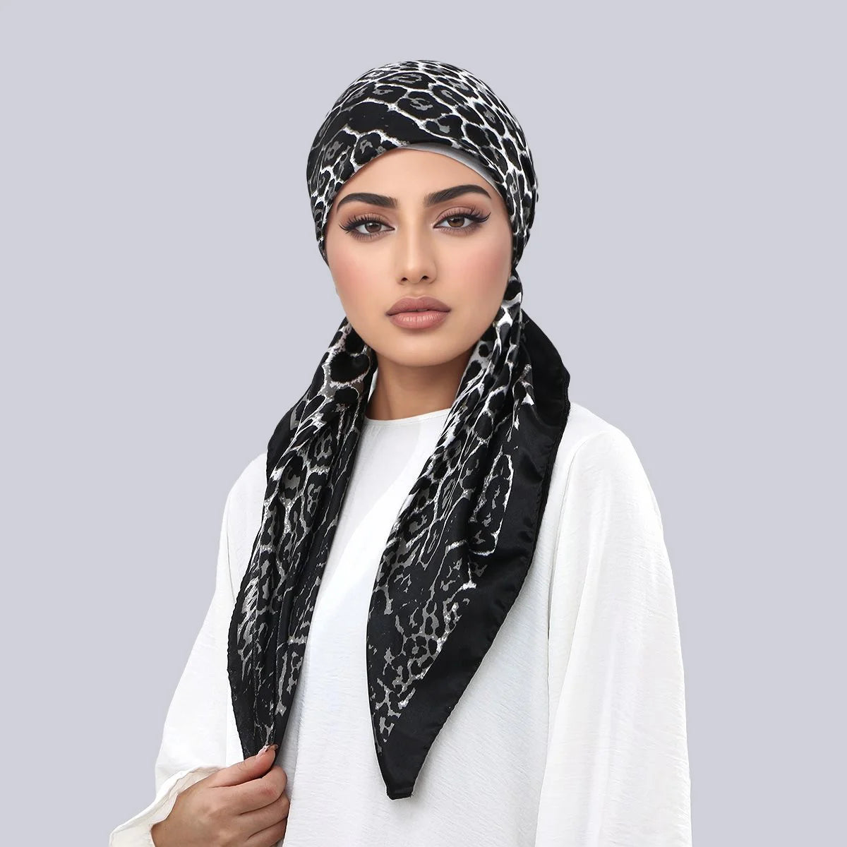 Women Printed Satin Silk Instant Hijab Scarf Stretch Muslim cotton viscose Turban Ramadan Hats Lady Bandana Caps Underscarf Eid