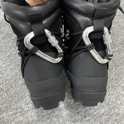 Customized Men Leather Black High Quality Functional Thick soled Motorcycle Hiking He Boots