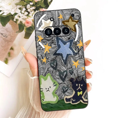 Casing For Nothing Phone (3a) A059 Cover For Nothing Phone 3a Case Silicone Cute Cat Fashion Butterfly Funny Painted