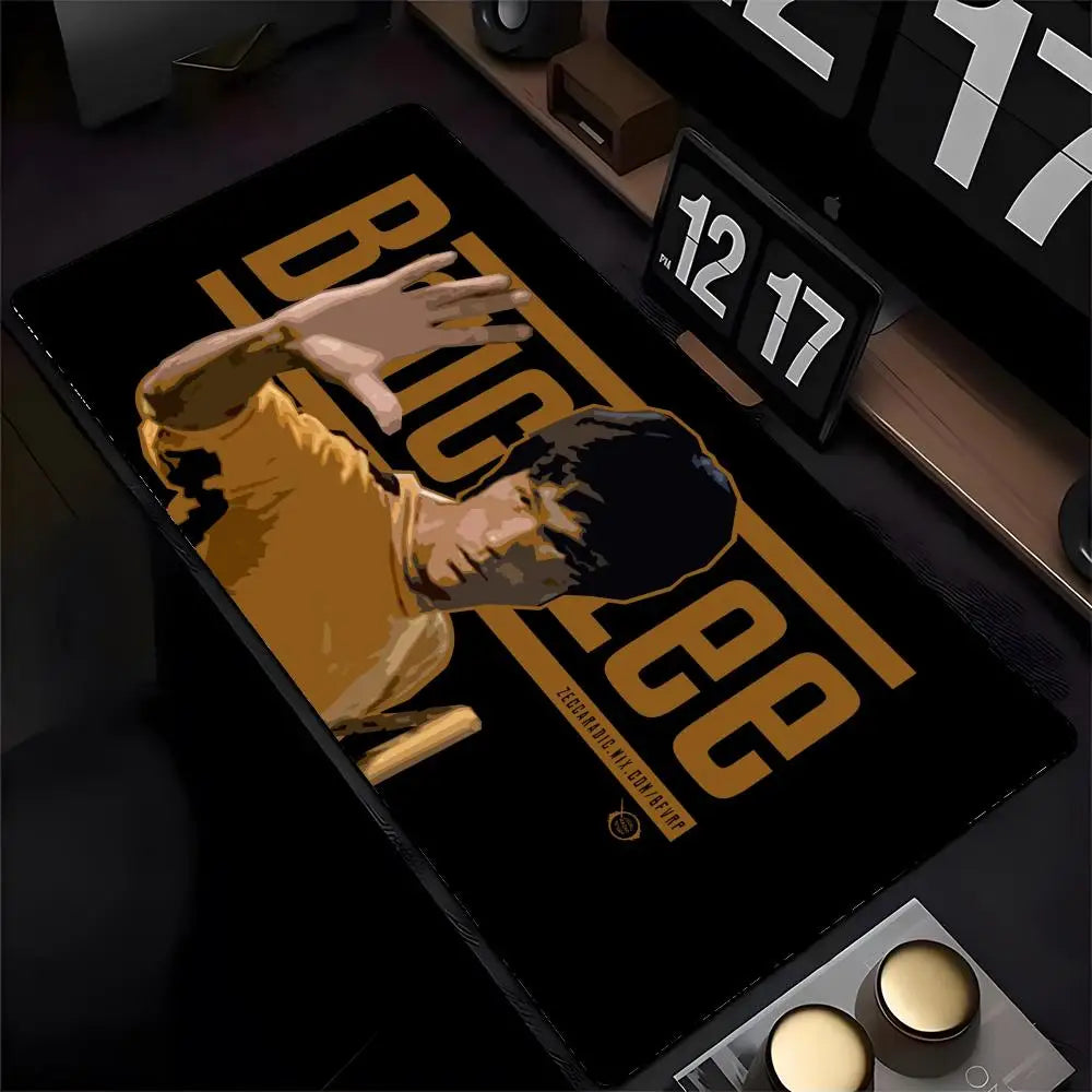 B-Bruce L-Lee Li Xiaolong K-Kung F-Fu Mouse Pad Mousepad HD Printing Computer Gamers Locking Edge Non-slip Mouse Pad XXL90x40cm