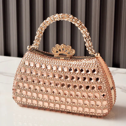 Silver Woman Bag Shine Bling Crown Hasp Diamond Shoulder Bag Crossbody Luxury Designers Rivet Clutch Party Evening Sparkly Purse