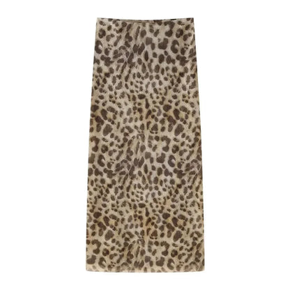 HH Women Leopard Print 2 Piece Outfit Midi Skirt Suit Sexy Summer Backless Strapless Crop Top Fashion Elegant Beach Party Sets