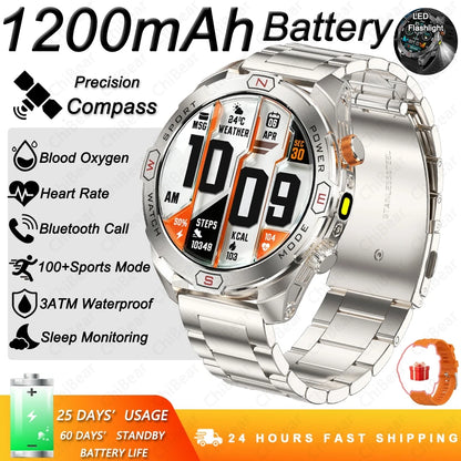 ChiBear Genuine Military Smart Watch Men: 1200 mAh Battery Compass GPS Sports Outdoor Watch Bluetooth Call Smartwatch 2026 New