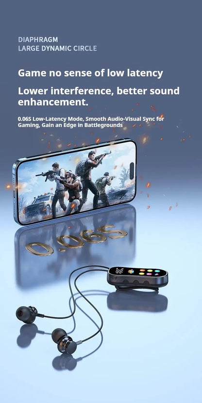Lavalier HD Screen Bluetooth Headphones 30H Play Surround Sound Headsets Noise Reduction Wireless Earphones Handsfree In HD Mic