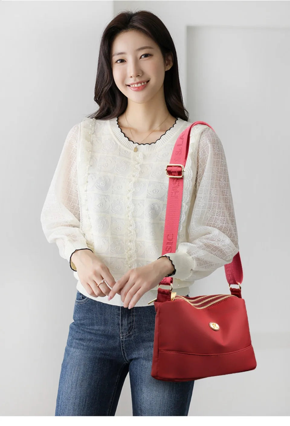 High Quality Women's Waterproof Nylon Multilayer Crossbody Bag Ladies Large Capacity Handbag Purse Female Shoulder Bags 3 Layers