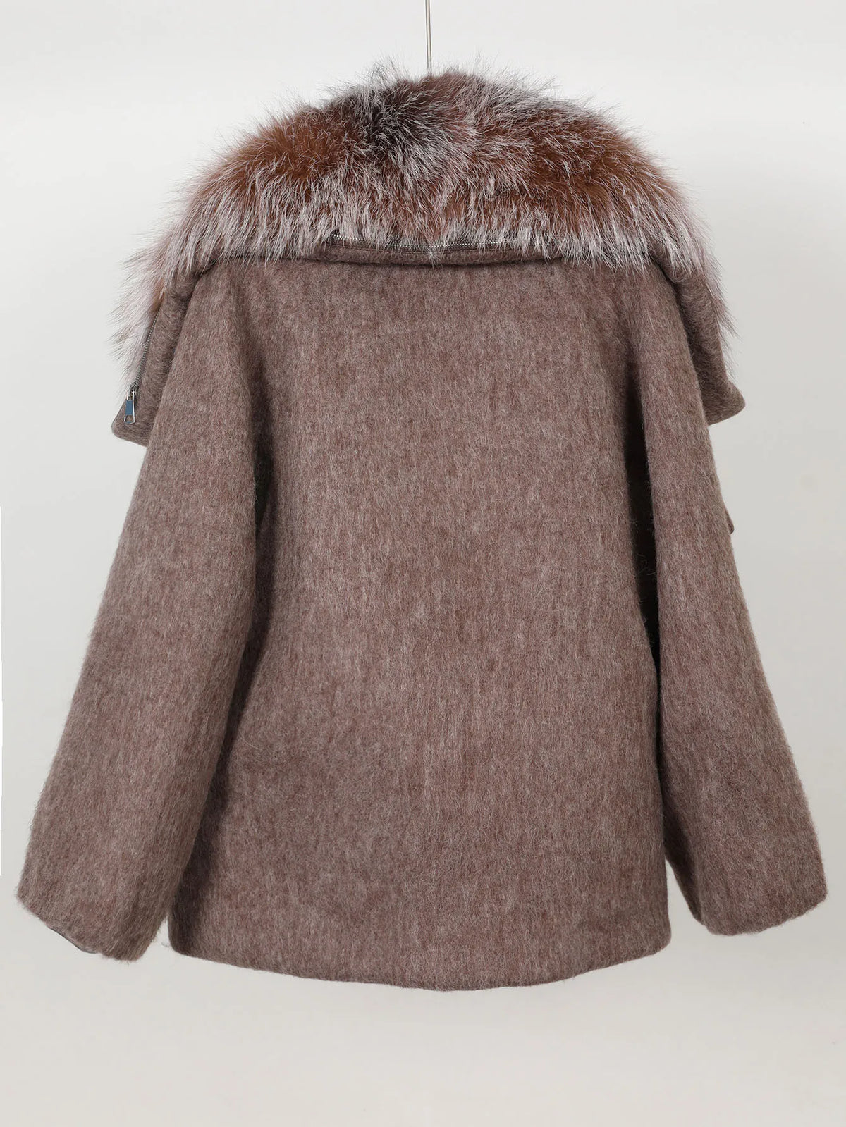 Maomaokong high-end Wool fabric Luxury Women's Big Fox Fur Collar Puffer Jacket Natural Fur down Coat Winter Thickened Warm