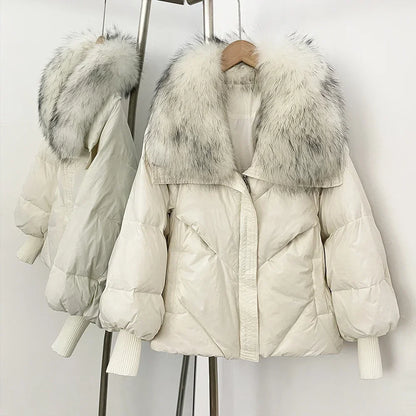 Women's down Jacket Waterproof Lightweight Puffer Jacket with Fur New Coats and Jackets Luxury Padding Reversible Coat with Zip