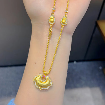Gold Shop Same Style 9999 24K Real Gold Women's Gold Necklace Lucky Pendant Birthday Gift Sexy Luxury Jewelry