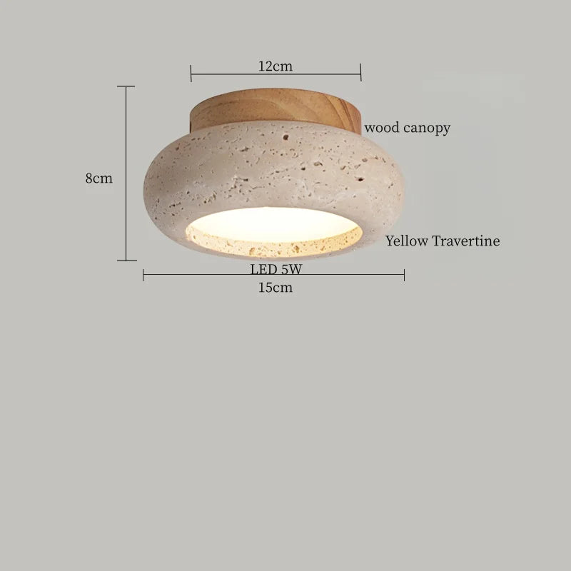 IWHD Japan Wabi Sabi LED Ceiling Lights Bedroom Bathroom Corridor Home Lighting Yellow travertine Ceiling Lamp Lampy Sufitowe