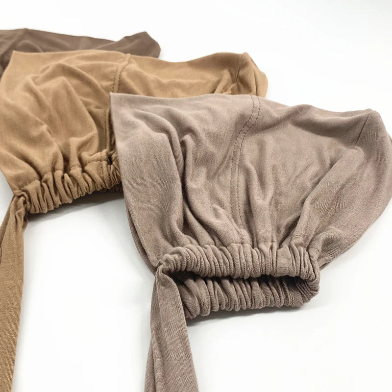 82 Colors Tie-Back Undercaps Fashion Women's Inner Hijab Muslim Cap Bonnet Plain Islamic Cotton Spandex Jersey DEW Underscarf