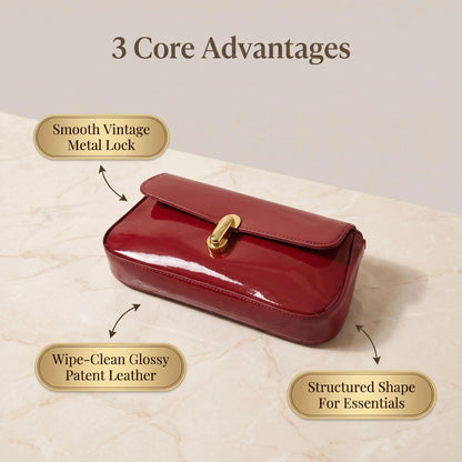 Fashion ladies shiny crossbody bag stylish elegant shoulder bag wine red small underarm bag versatile solid color clutch bag