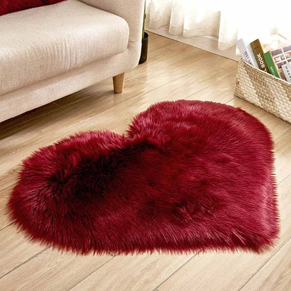 Heart Shaped Faux Fur Rug Bedroom Fluffy Shaggy Area Rugs Sheepskin Fuzzy Rug Carpets Throw Shag Rug Sofa Decor Floor Mat Plush