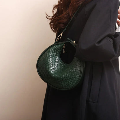 Fashion Black Half Moon Bag Luxury Pu Leather Ladies Purses and Handbags Crossbody Women Shoulder Bags