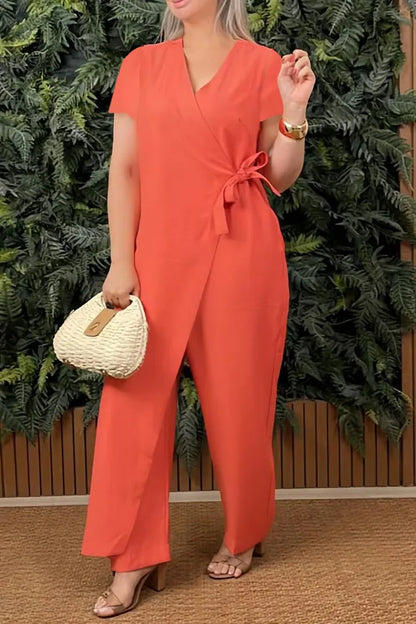 Female Casual Jumpsuit V-Neck Sleeveless Lace-up Jumpsuits For Women Fashion Office Holiday Womens Clothing Jumpsuits Summer New