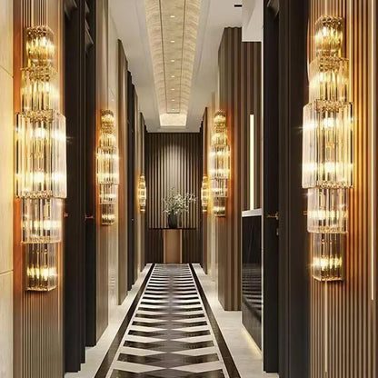 Luxury Hotel Lobby Large Big Crystal Wall Lamp for Club Hall Villa Living Room Bedroom Office Banquet Indoor Lighting Fixtures